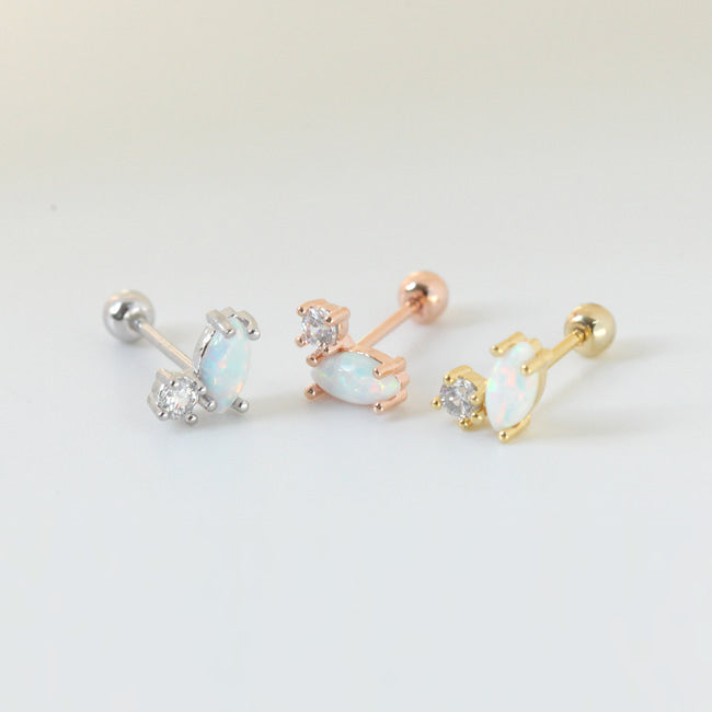 Tiny Opal Comet Screw Back Earring