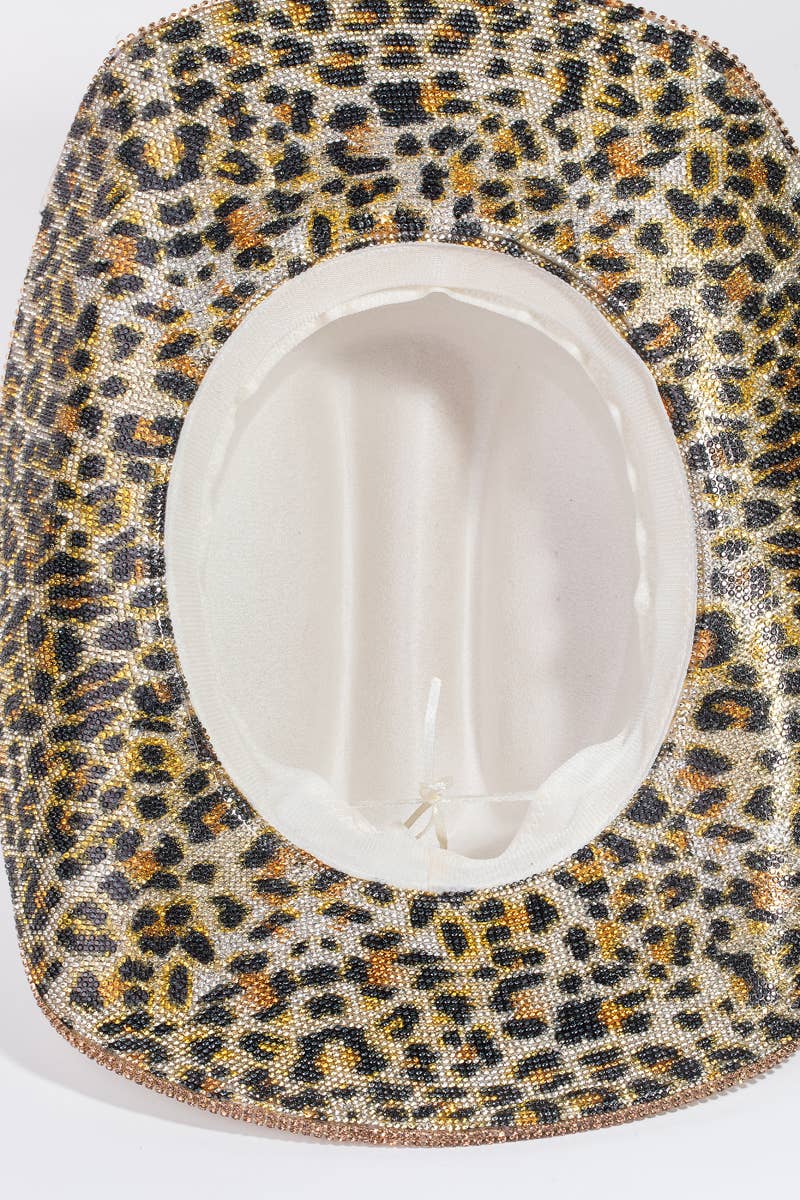 Pave Leopard Print Rhinestone Western Cowboy Hat