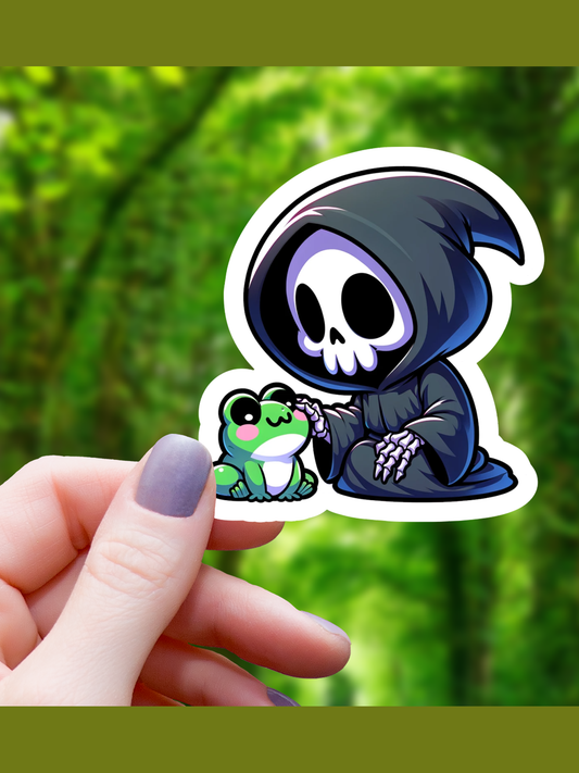 Grim Reaper Petting Frog Sticker