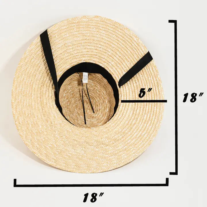 Straw Weave Ribbon Bow Chin Strap Sun Hat