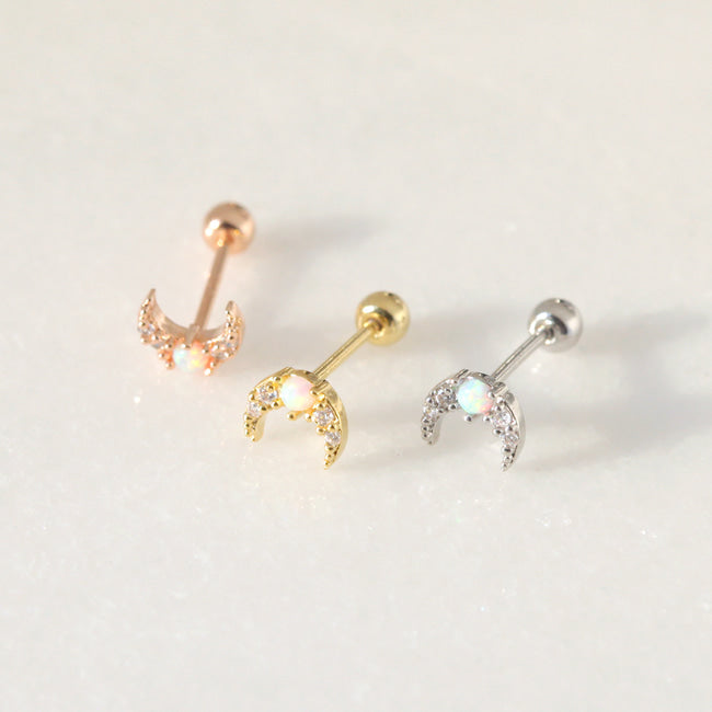 Tiny Lunar Screw Back Earring