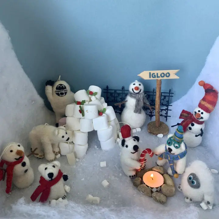 Handmade Felt Baby Yeti Hanging Decoration
