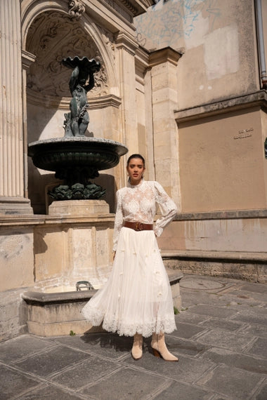 High-Neck Lace Blouse