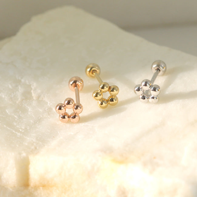 Tiny Dot Flower Screw Back Earring