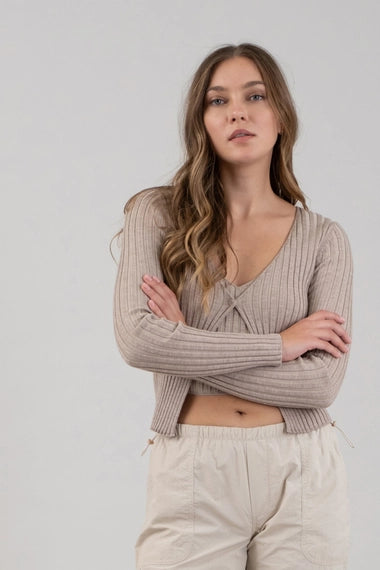 Long Sleeve Twofer Ribbed Sweater