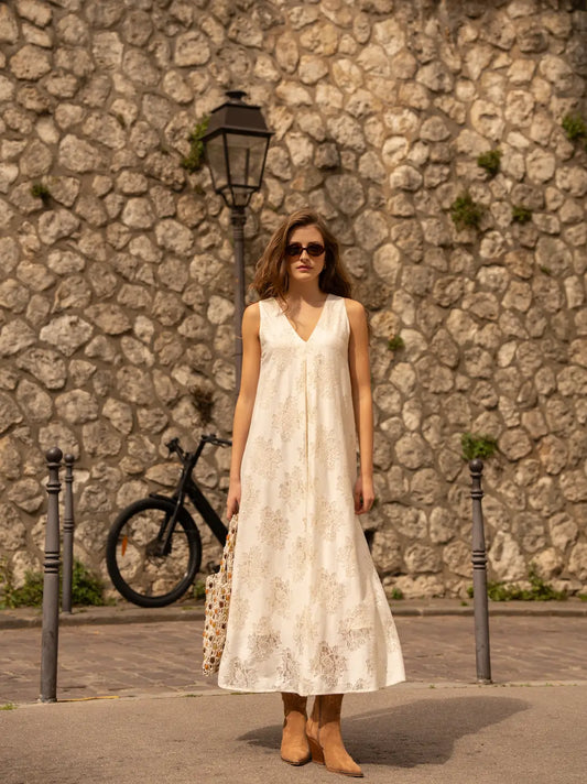 August Long Low-Cut Dress