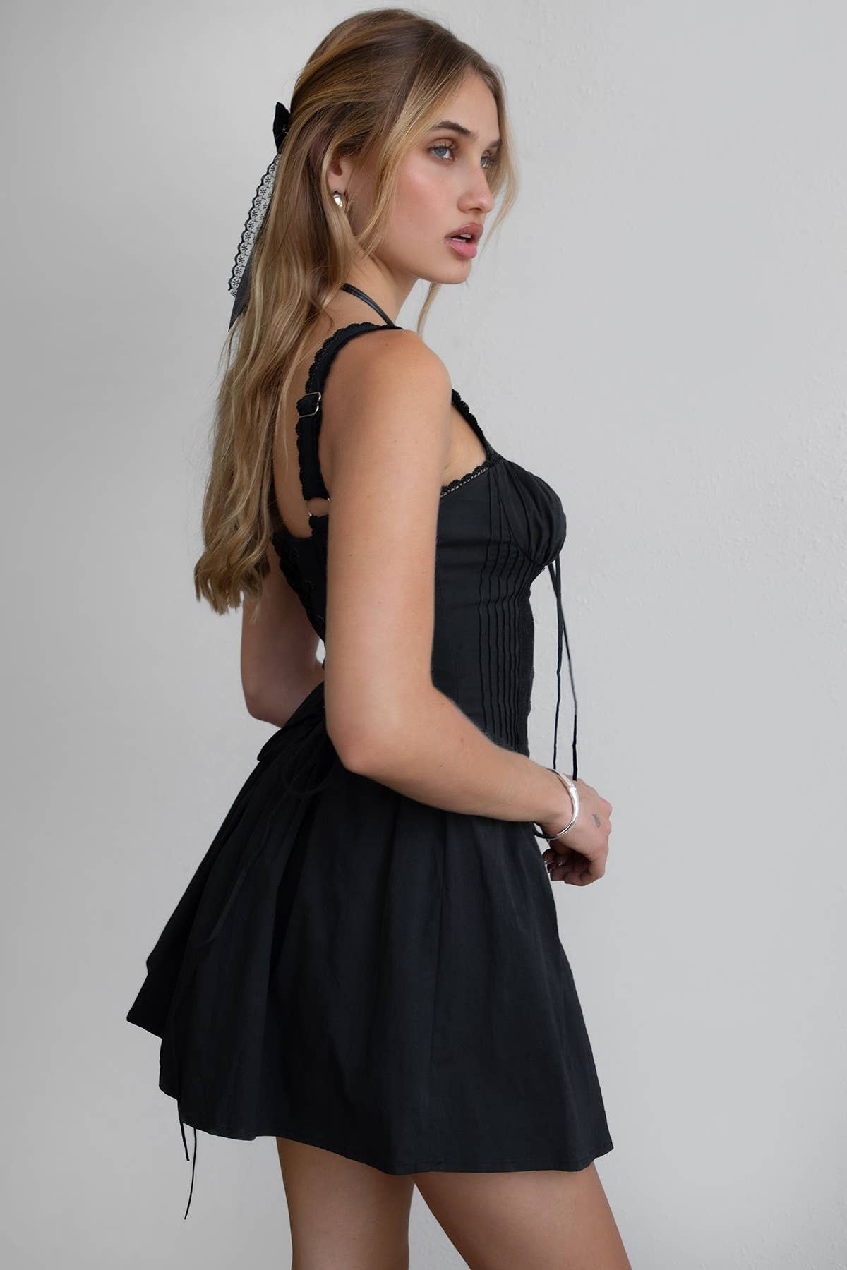DARCY Body Cinching Stretch Poplin A Line Dainty Mini Dress