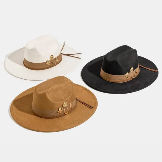 Western Cowboy Charms Fedora Hat White