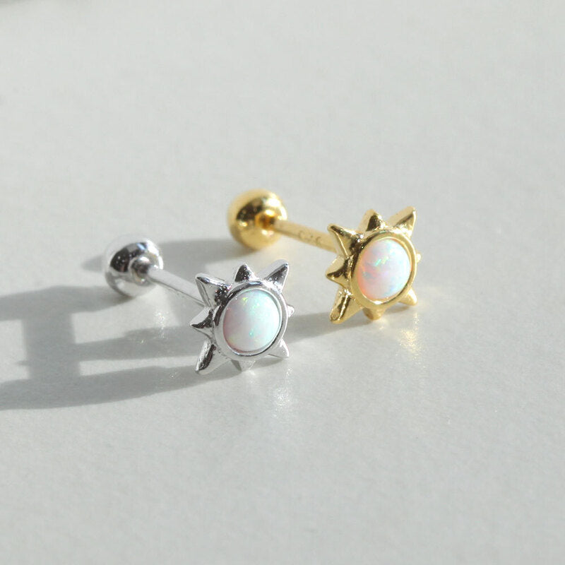 Tiny Opal Sun Screw Back Earring