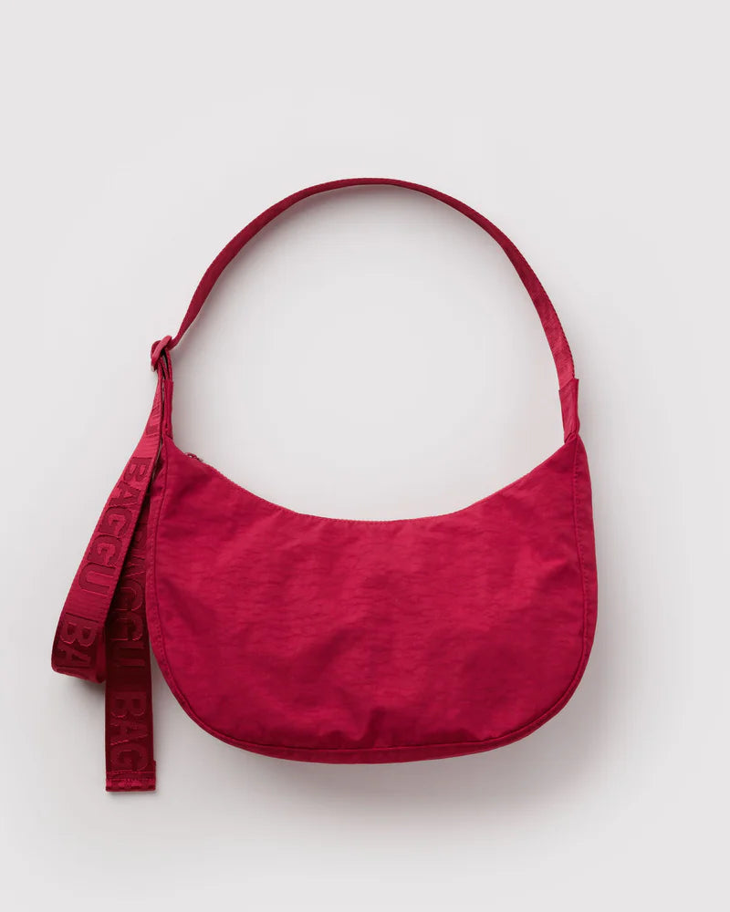Medium Nylon Crescent Bag - Cherry