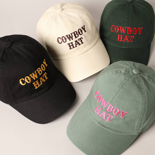 Cowboy Hat Text Embroidered Baseball Cap
