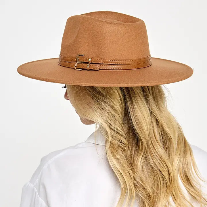 Double Belt Strap Fedora Hat