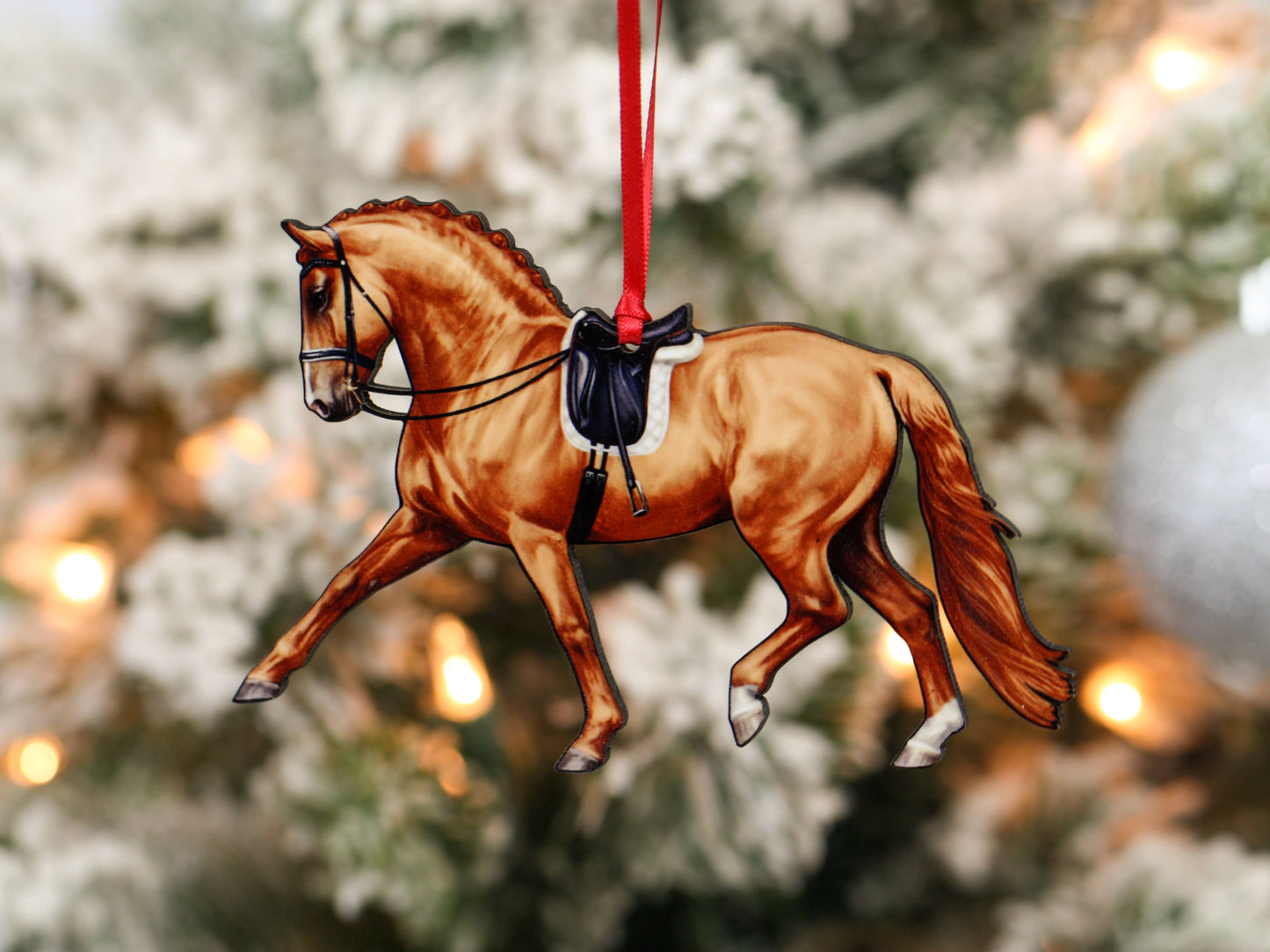 Dressage Horse Ornament - Chestnut Extended Trot Dressage
