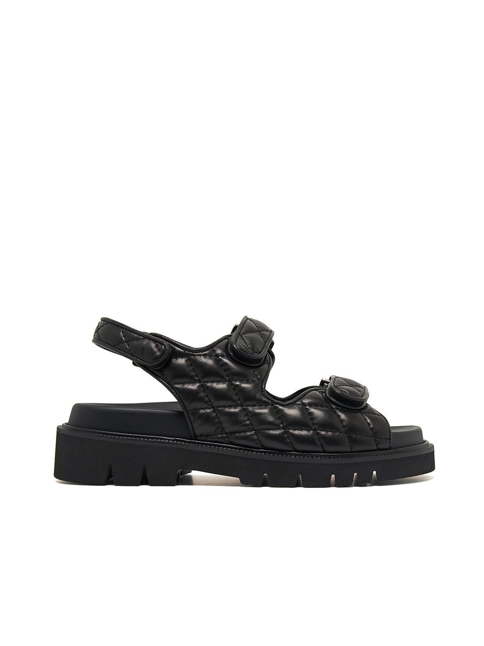 THE EMMA Quilted Leather Sandal | Black