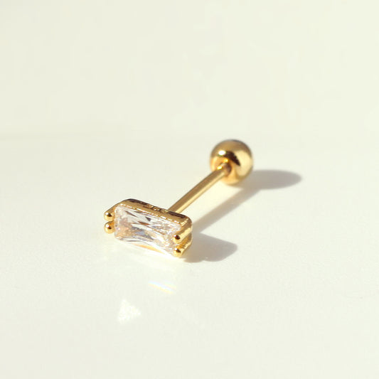 Tiny Rectangle Stone Screw Back Earring