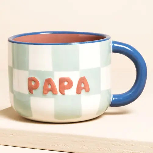 Ceramic Contrast Checkerboard Papa Mug