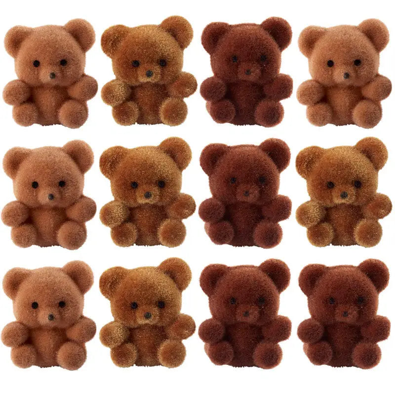 Miniature Brown Flocked Teddy Bears