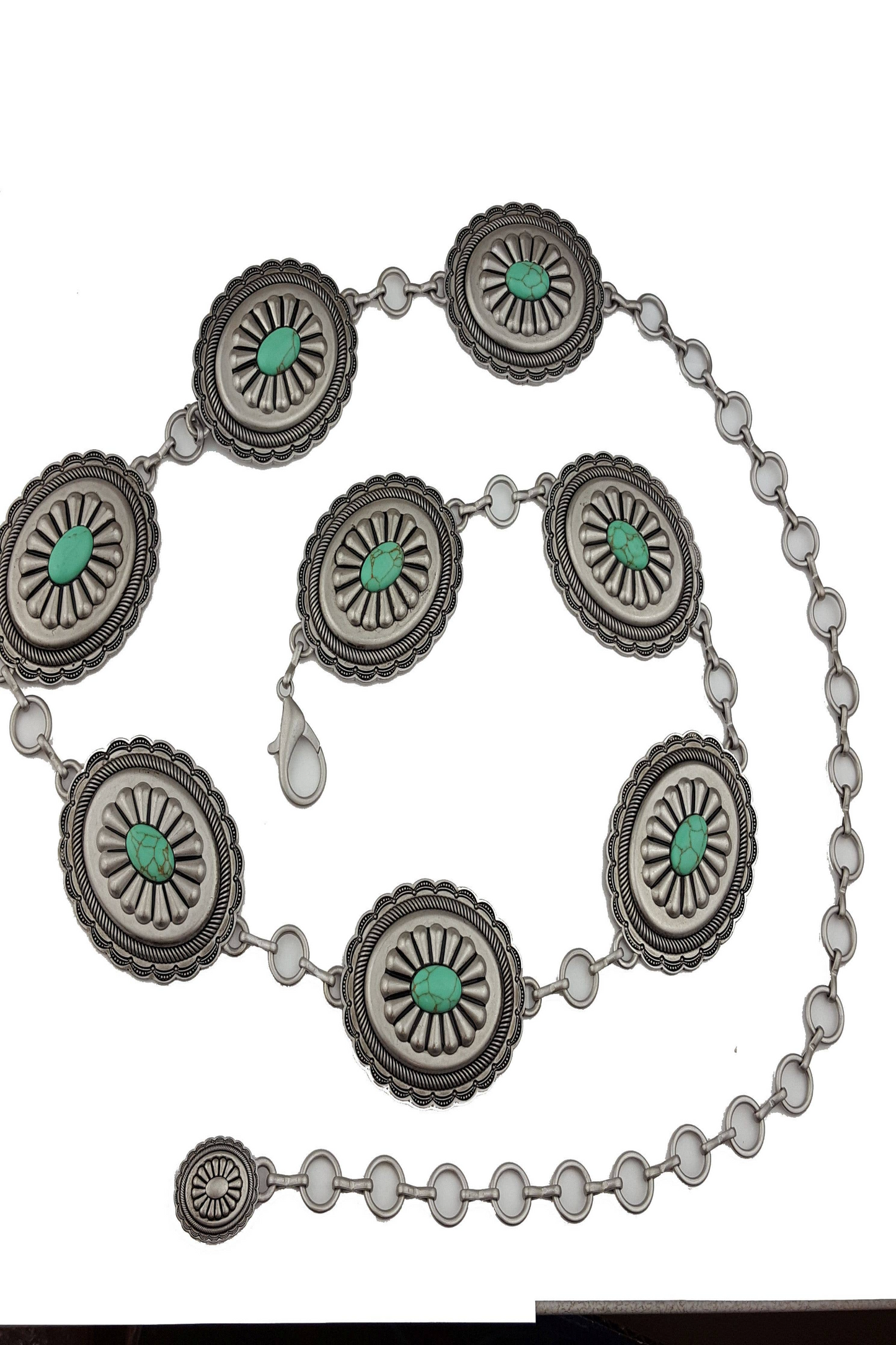 Women's Western Oval Concho Chain Belt with Stones