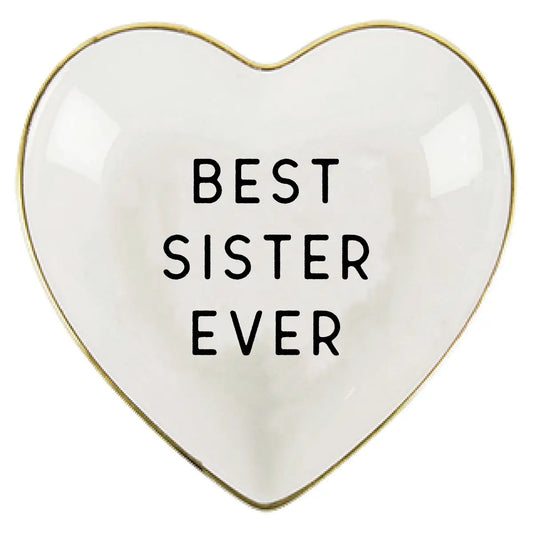Ceramic Heart Trinket Tray | Best Sister Ever