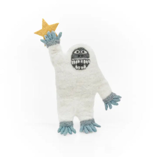 Handmade Felt Festive Yeti Christmas Tree Topper Decoration