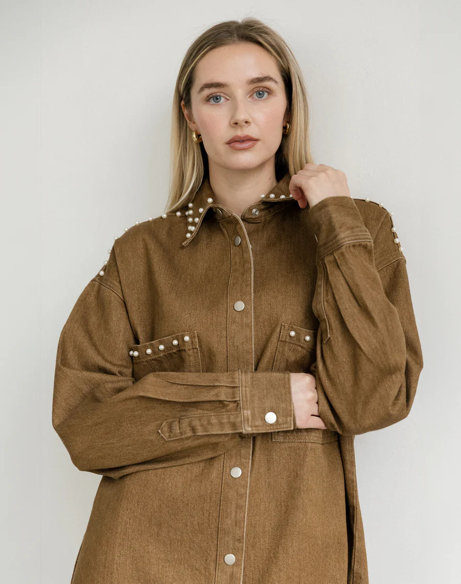 Shania Jacket | Khaki With Studs