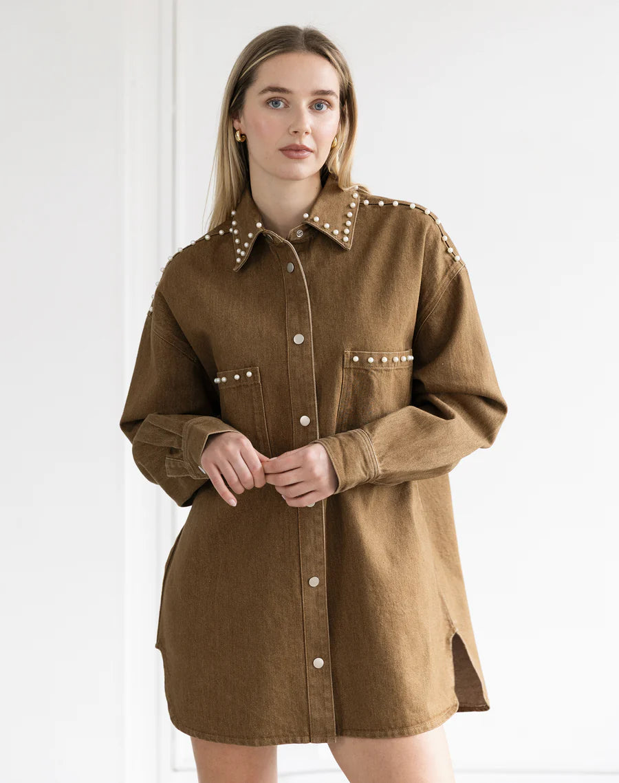 Shania Jacket | Khaki With Studs
