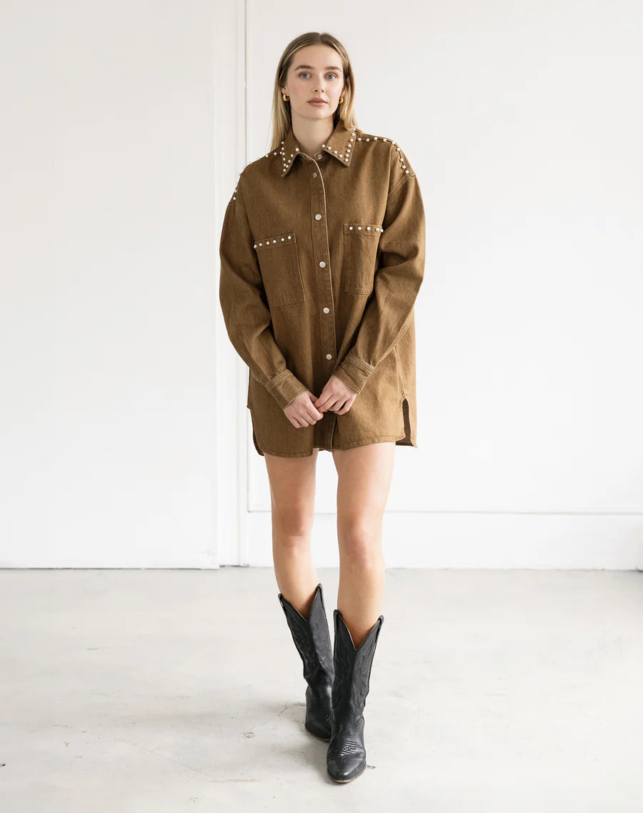 Shania Jacket | Khaki With Studs