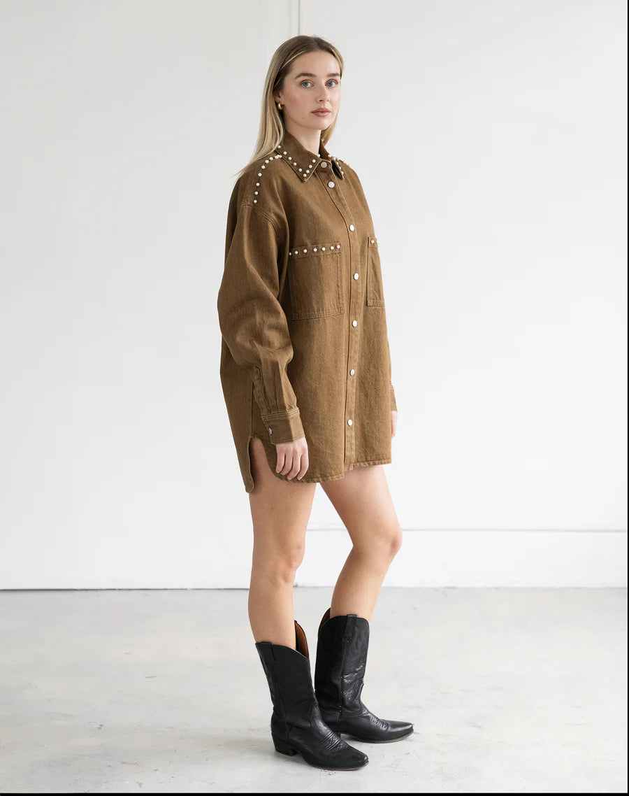Shania Jacket | Khaki With Studs