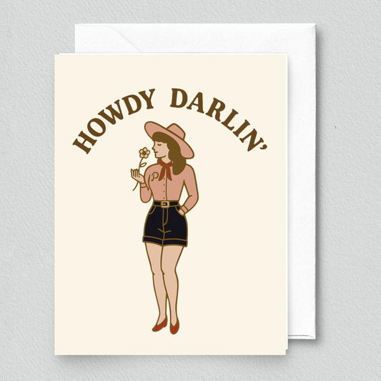 Howdy Darlin’ Greeting Card – Vintage Western Cowgirl Note