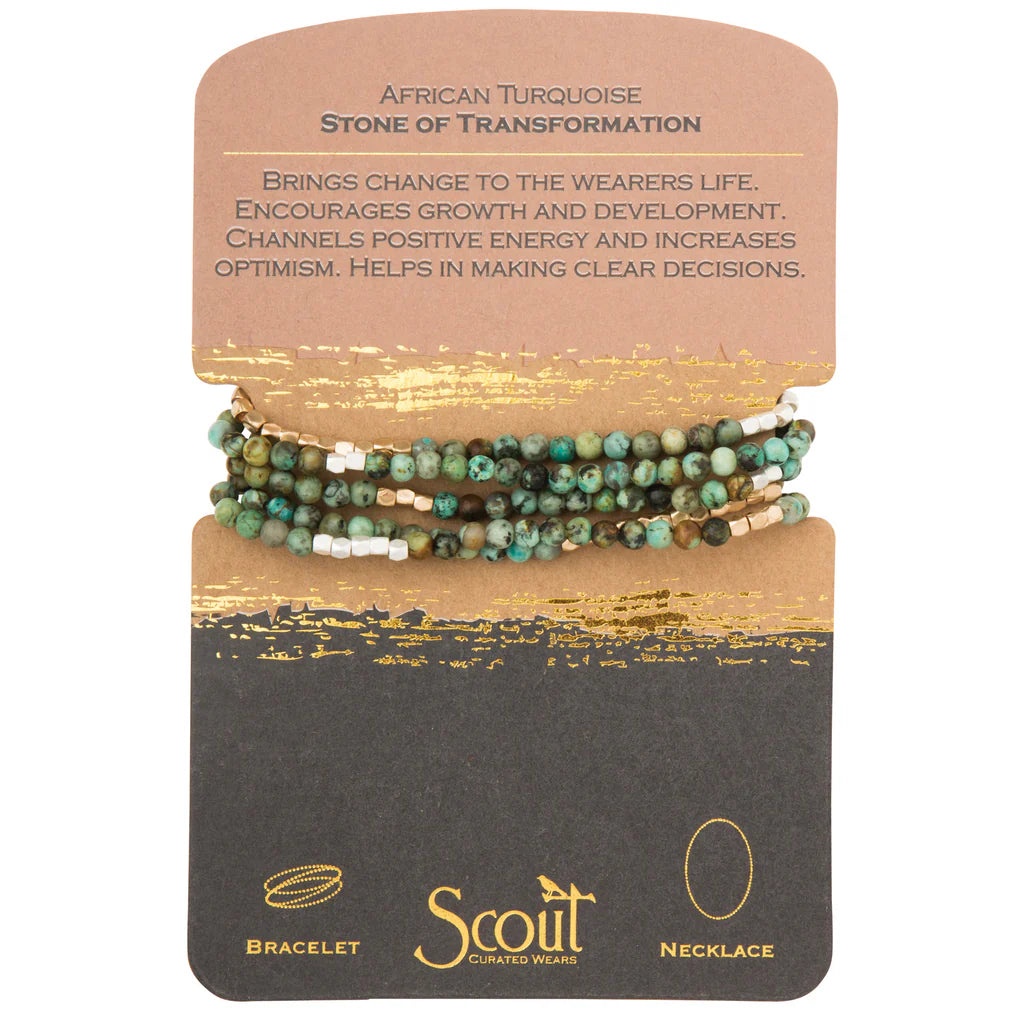 Stone Wrap Necklace & Bracelet | African Turquoise