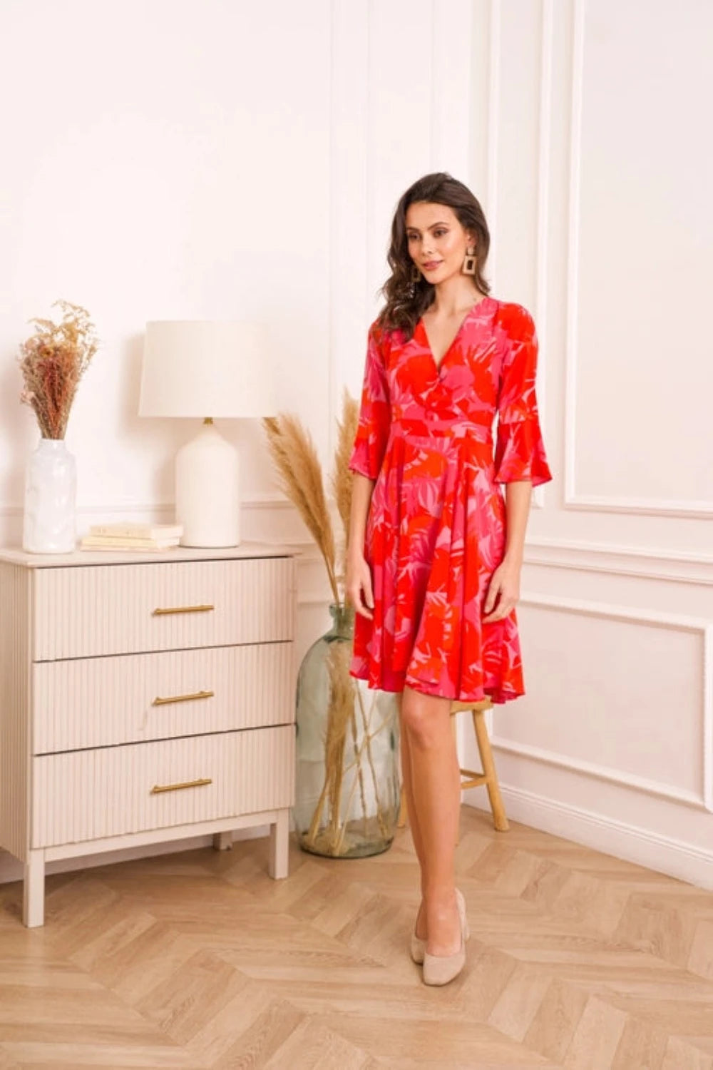 Palm Springs Jade Print Wrap Dress