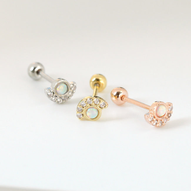 Tiny Opal Gatsby Screw Back Earring