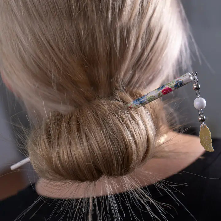 Japanese Floral Hair Sticks with Beads