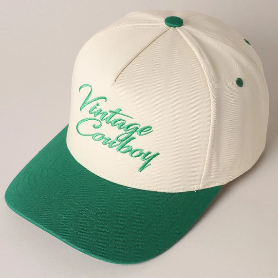 Vintage Cowboy Embroidery Two Tone Baseball Cap