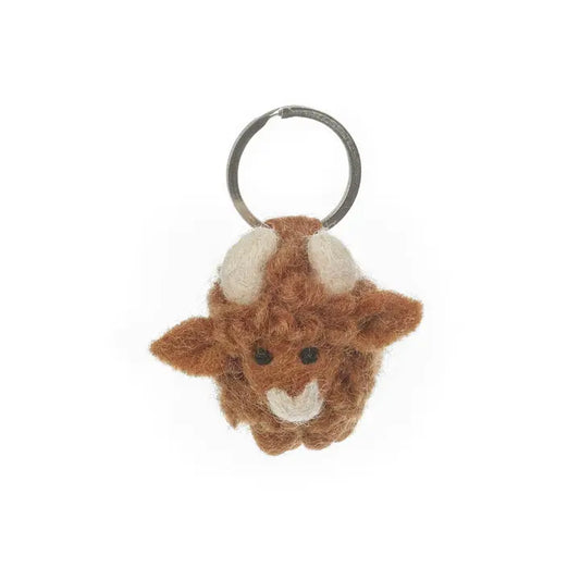 Handmade Felt Fair Trade Highland Cow Keyring
