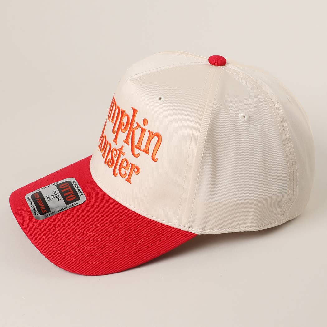 Pumpkin Monster Typography Embroidery Trucker Hat