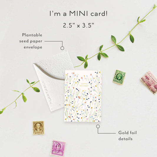 Sweetest Stems Sprout - Birthday Mini Greet Card (2.5"x3.5")