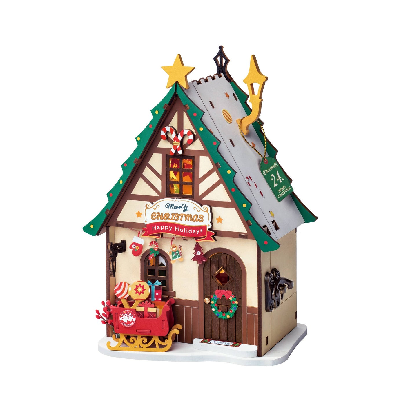 DIY Miniature House Kit: Twinkling Christmas House