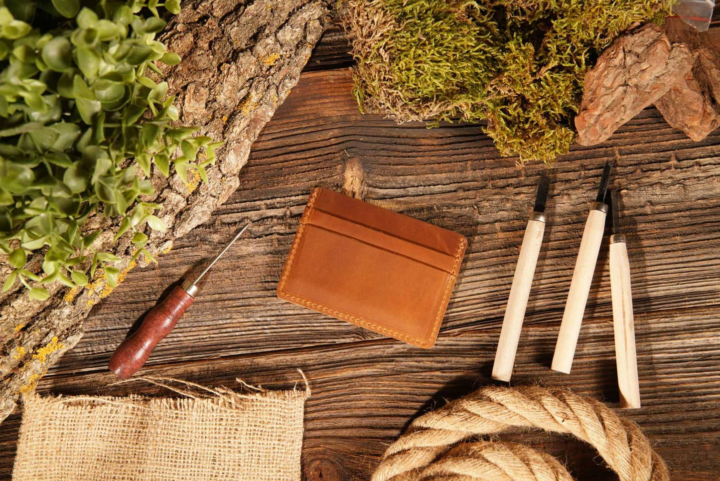 Leather Card Holder Wallet, Handmade Wallet for Men