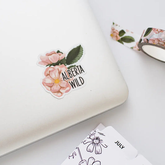 Alberta Wild Rose Floral Matte Vinyl Sticker