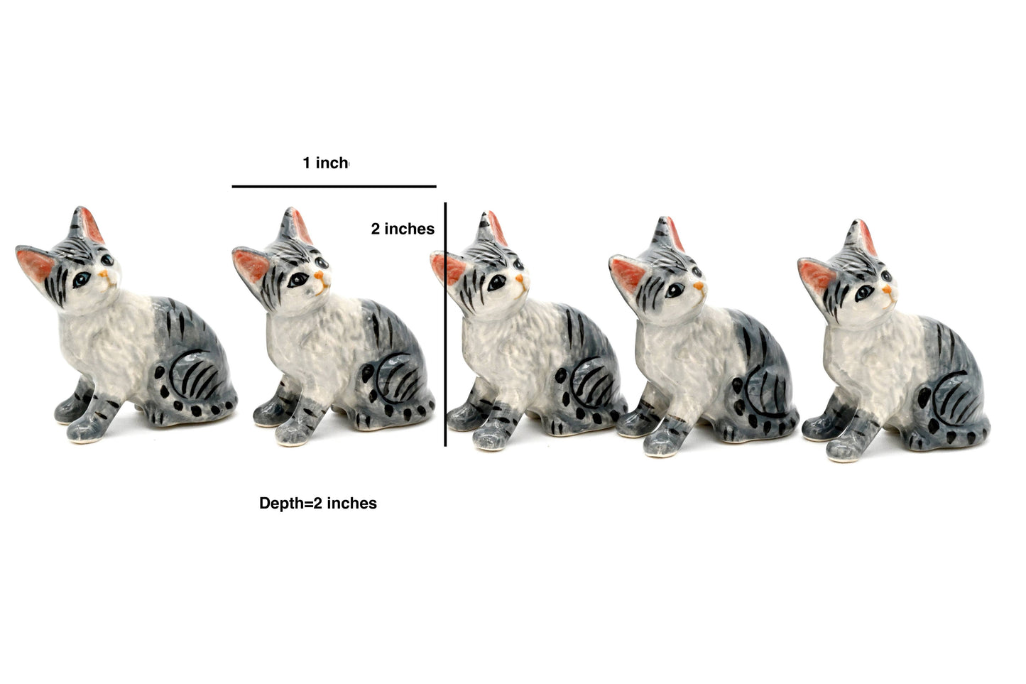Miniature Ceramic Tiny Tabby Cat | Individual