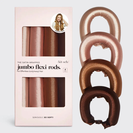 Satin Jumbo Flexi Rods 4pc Set- Rosewood
