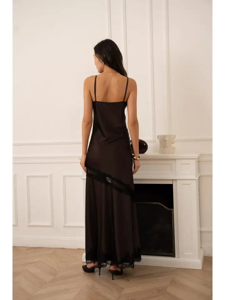 Asymmetrical Satin Lace Dress