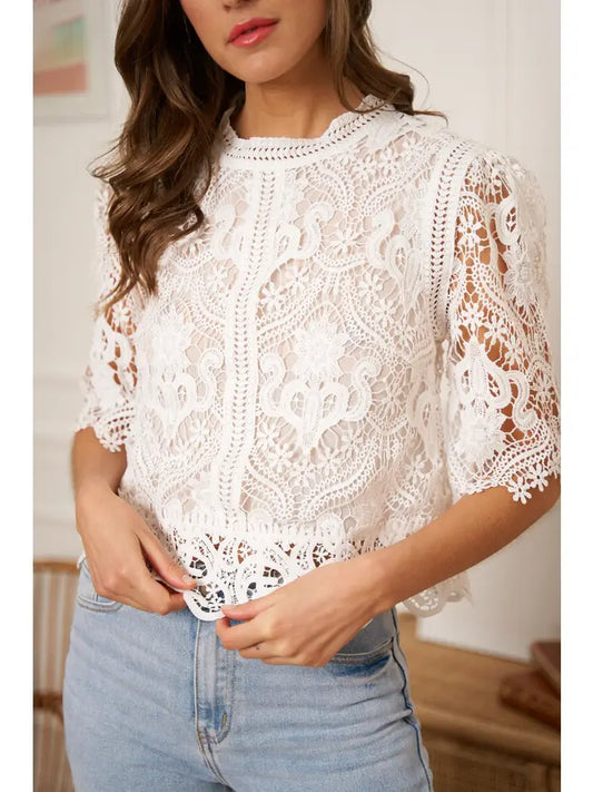 Eléanore Short Sleeve Lace Top