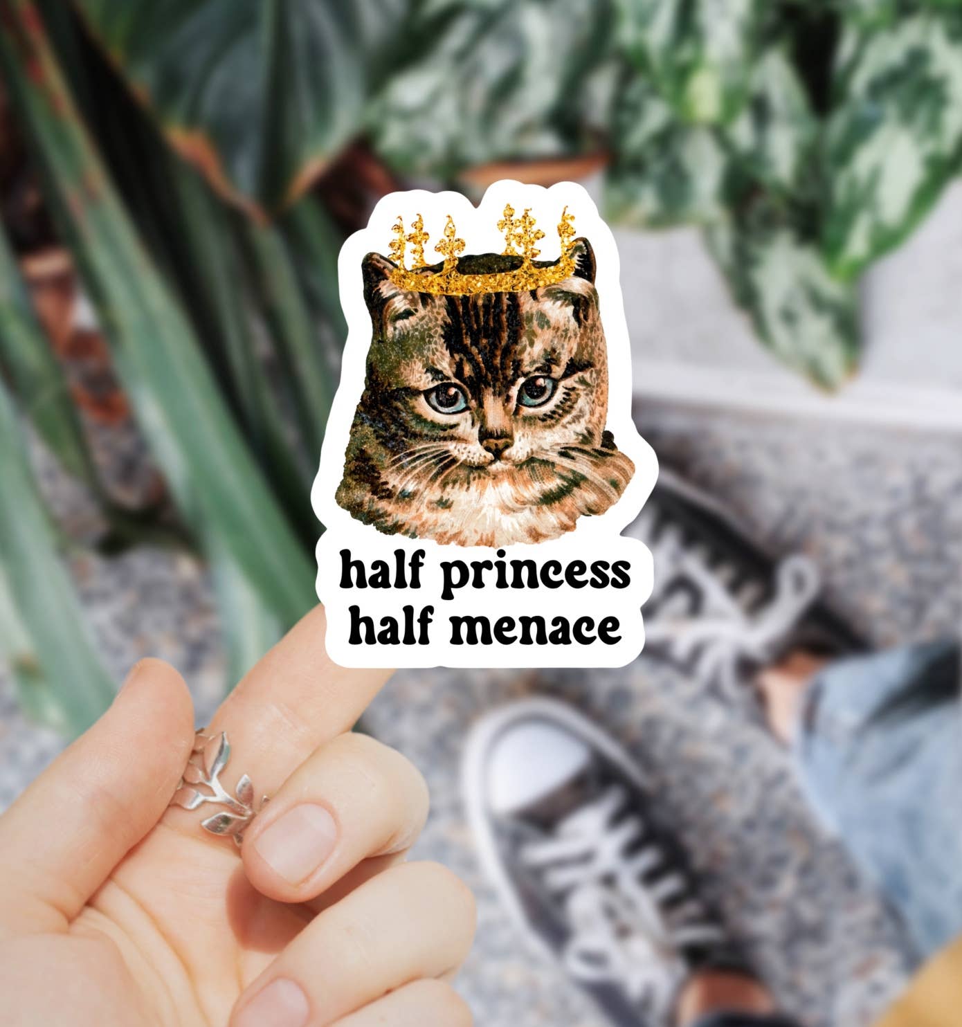 Half Princess Half Menace Cat Sticker