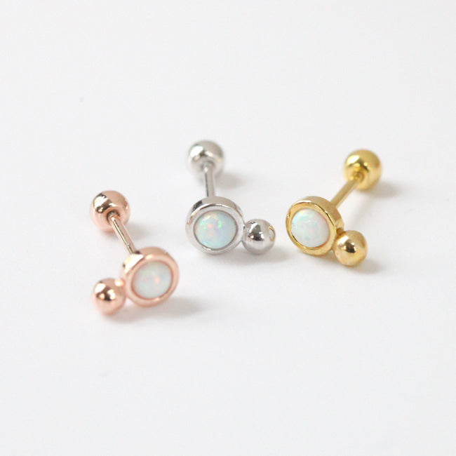 Tiny Opal Screw Back Earring