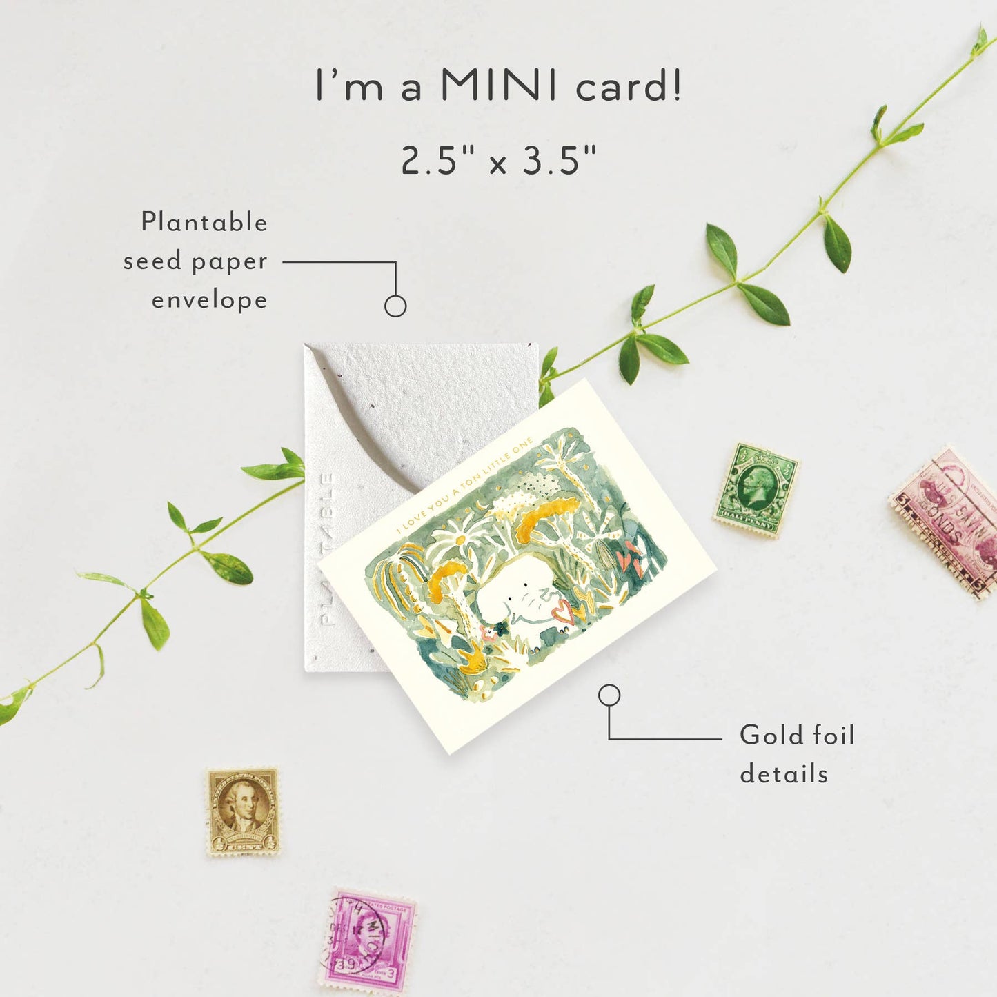 Elephant Love Sprout - Baby Mini Greet 2.5 x 3.5