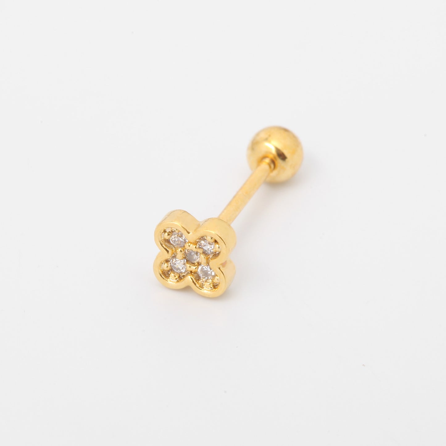 Tiny Crystal Clover Screw Back Earring