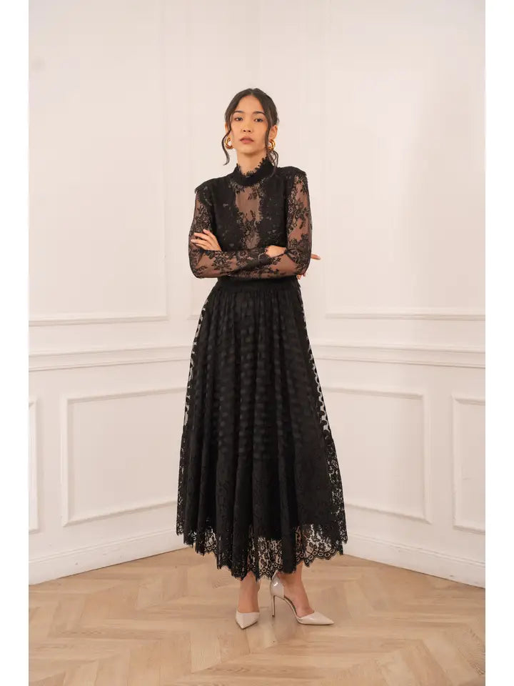 Long Dress in Plumetis Lace