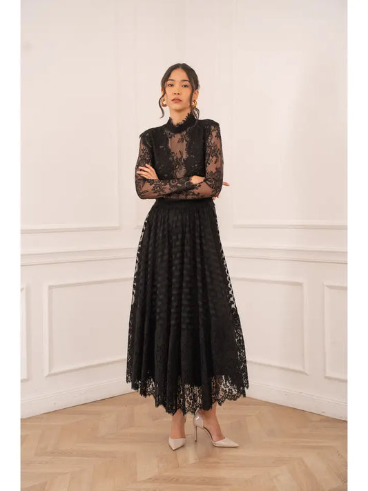 Long Dress in Plumetis Lace